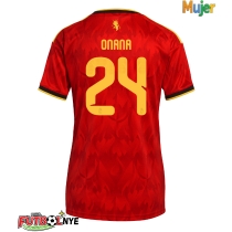 Camiseta Bélgica Amadou Onana #24 Primera Equipación para mujer Mundial 2026 manga corta
